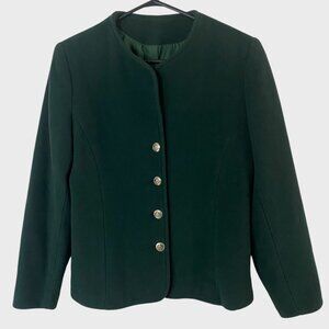 Vintage Lampert London Button-Front Fitted Jacket Green Women's 12 Wool/Cashmere
